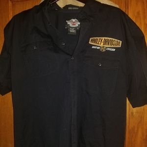 Harley Davidson Mens Black Shirt Med Embroidered